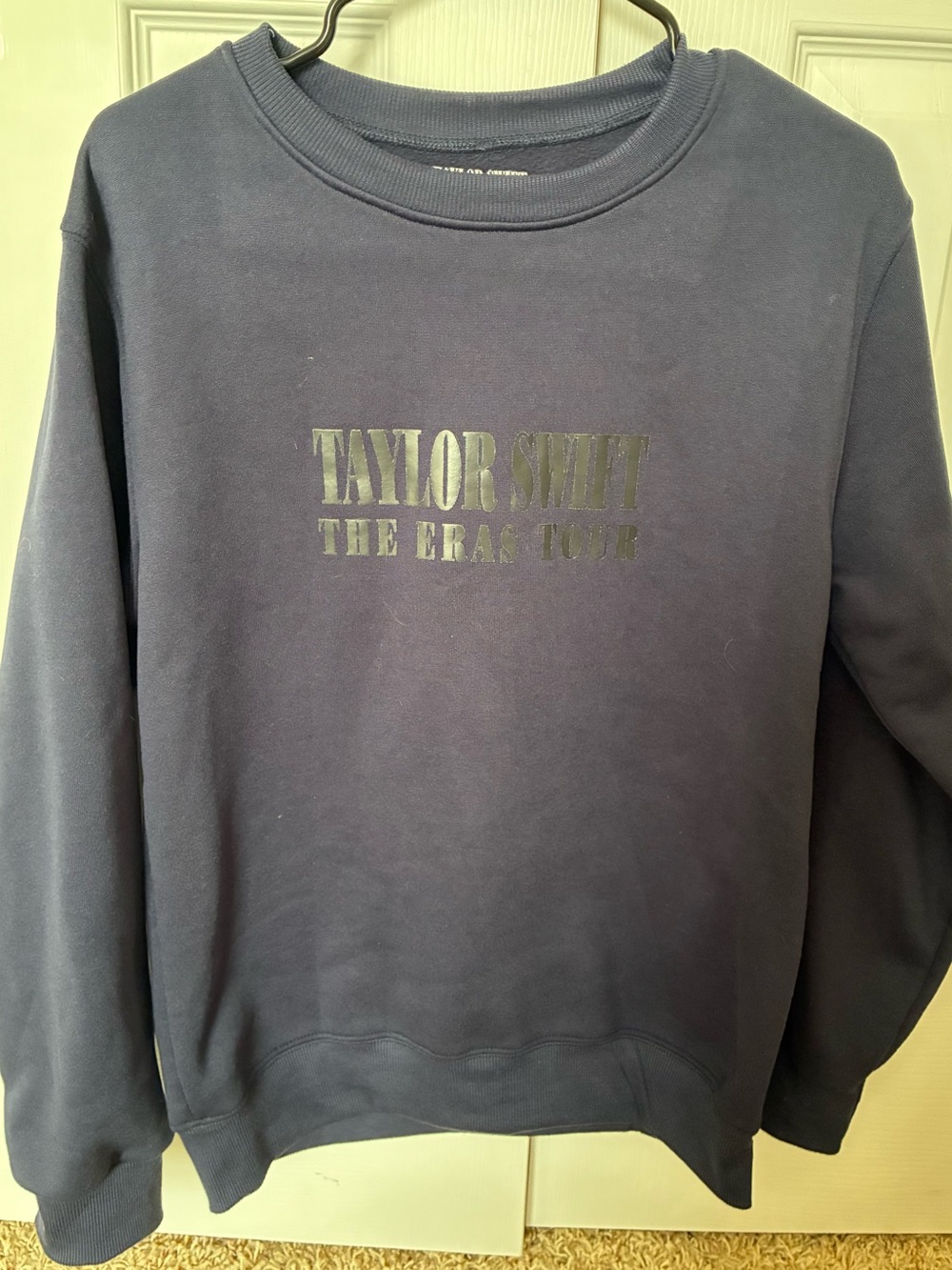 Taylor Swift Eras Tour Concert Navy Blue Crewneck Sweatshirt with Metallic Logo